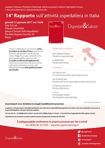 Presentazione 14° Rapporto annuale Ospedali & Salute 2016