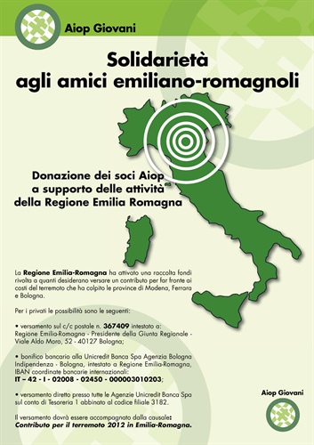 Solidarietà agli amici dell'Emilia Romagna