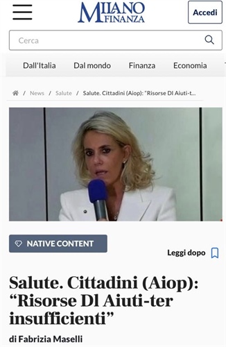 Salute. Cittadini (Aiop): “Risorse Dl Aiuti-ter insufficienti”